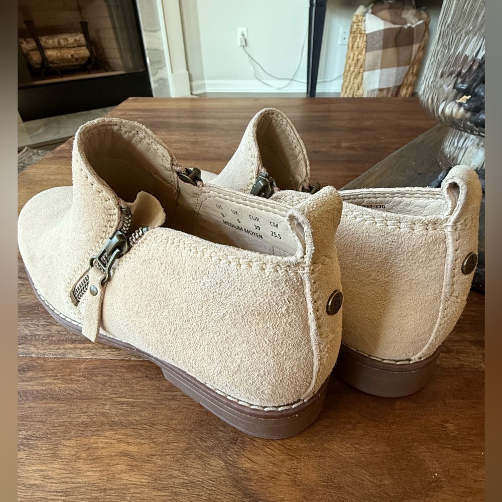 Hush Puppies ankle booties women's sz 8 medium beige leather suede nubuck comfy - Picture 4 of 9